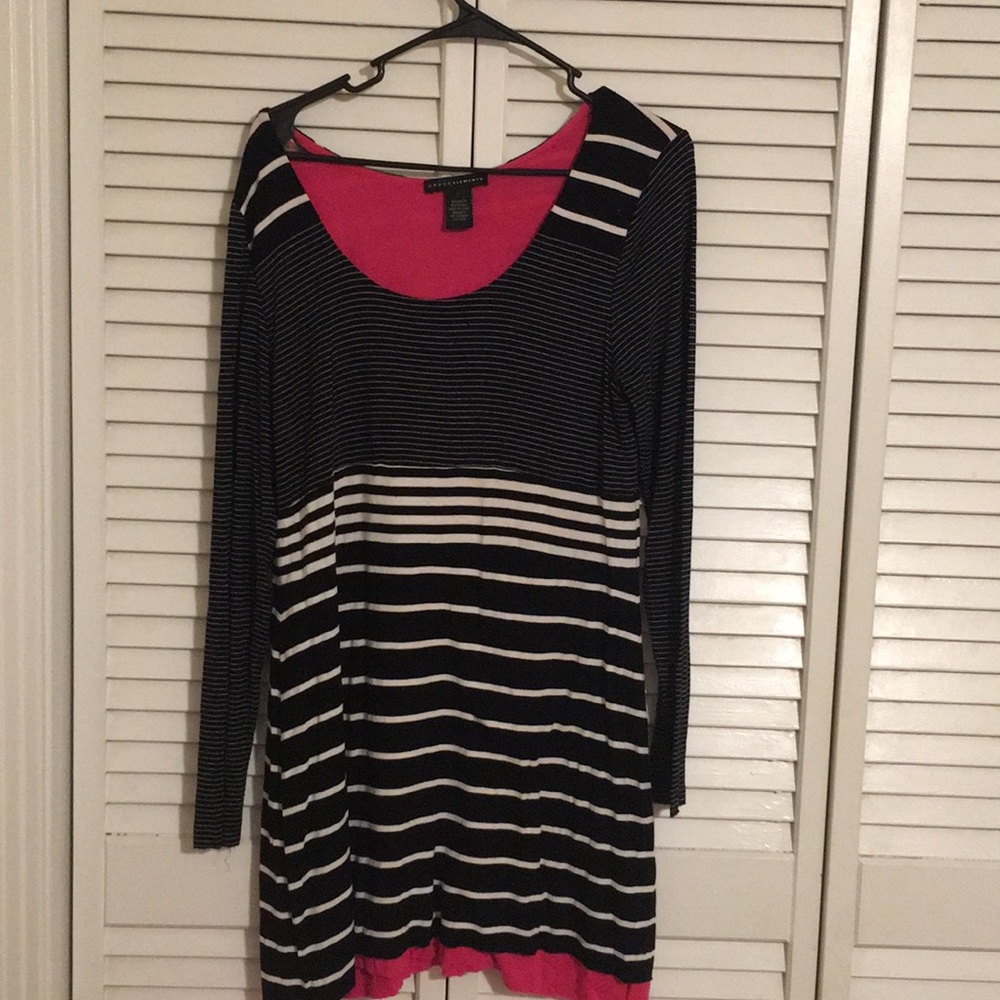 Ladies black and white striped dress